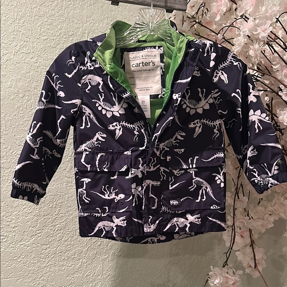 Carter's Blue and White Raincoat with Fitted Waist